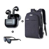 PACK ESCOLAR MOCHILA NEGRO + AUDIFONO LP40 + LENTES